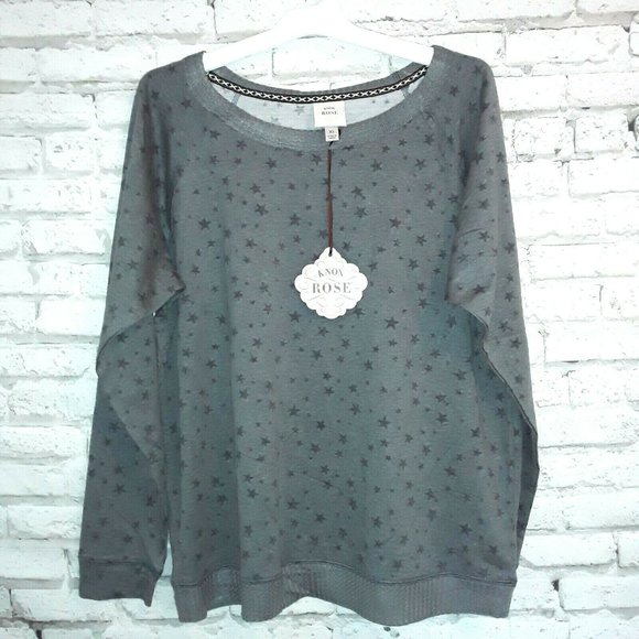 Knox Rose Women's Star Sweatshirt Gray XL